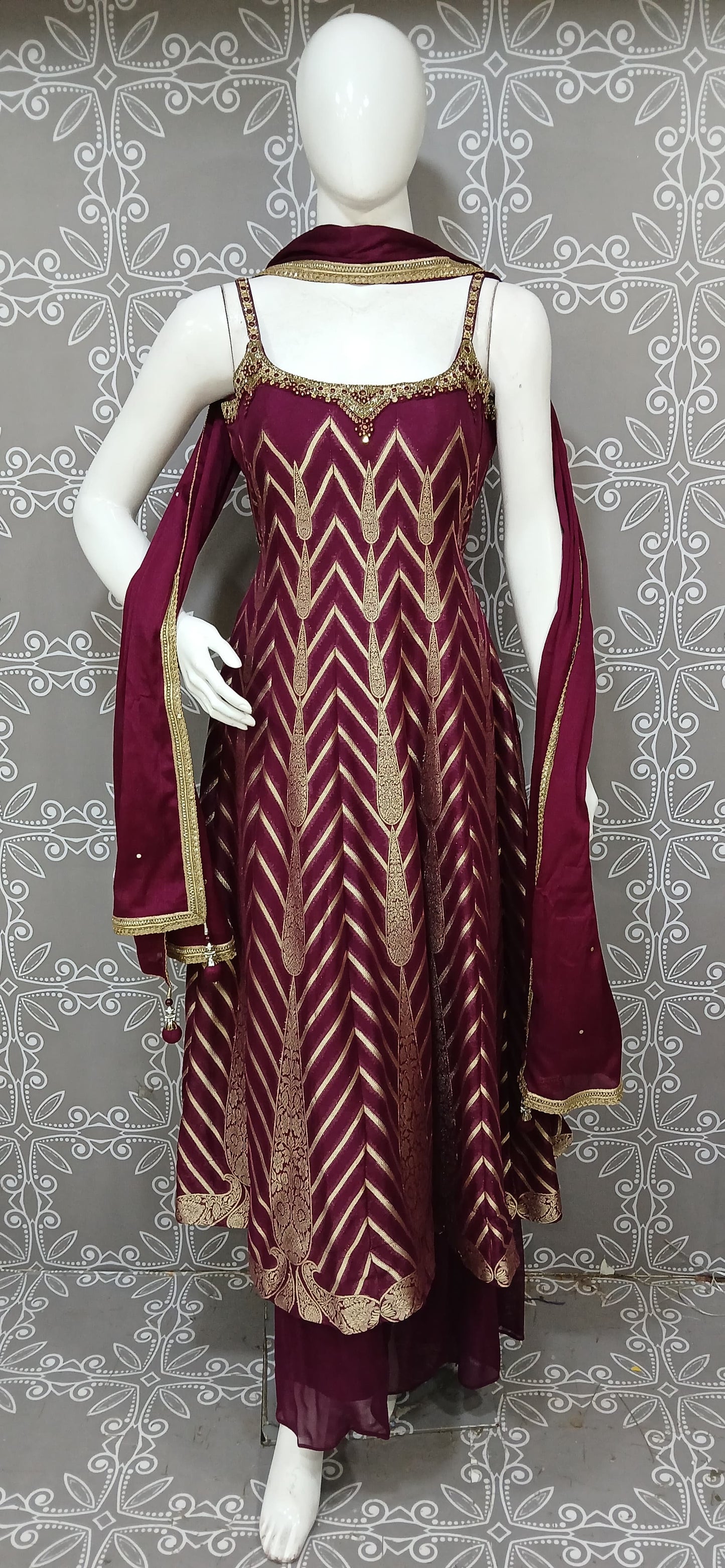 Fusia and Gold Anarkali