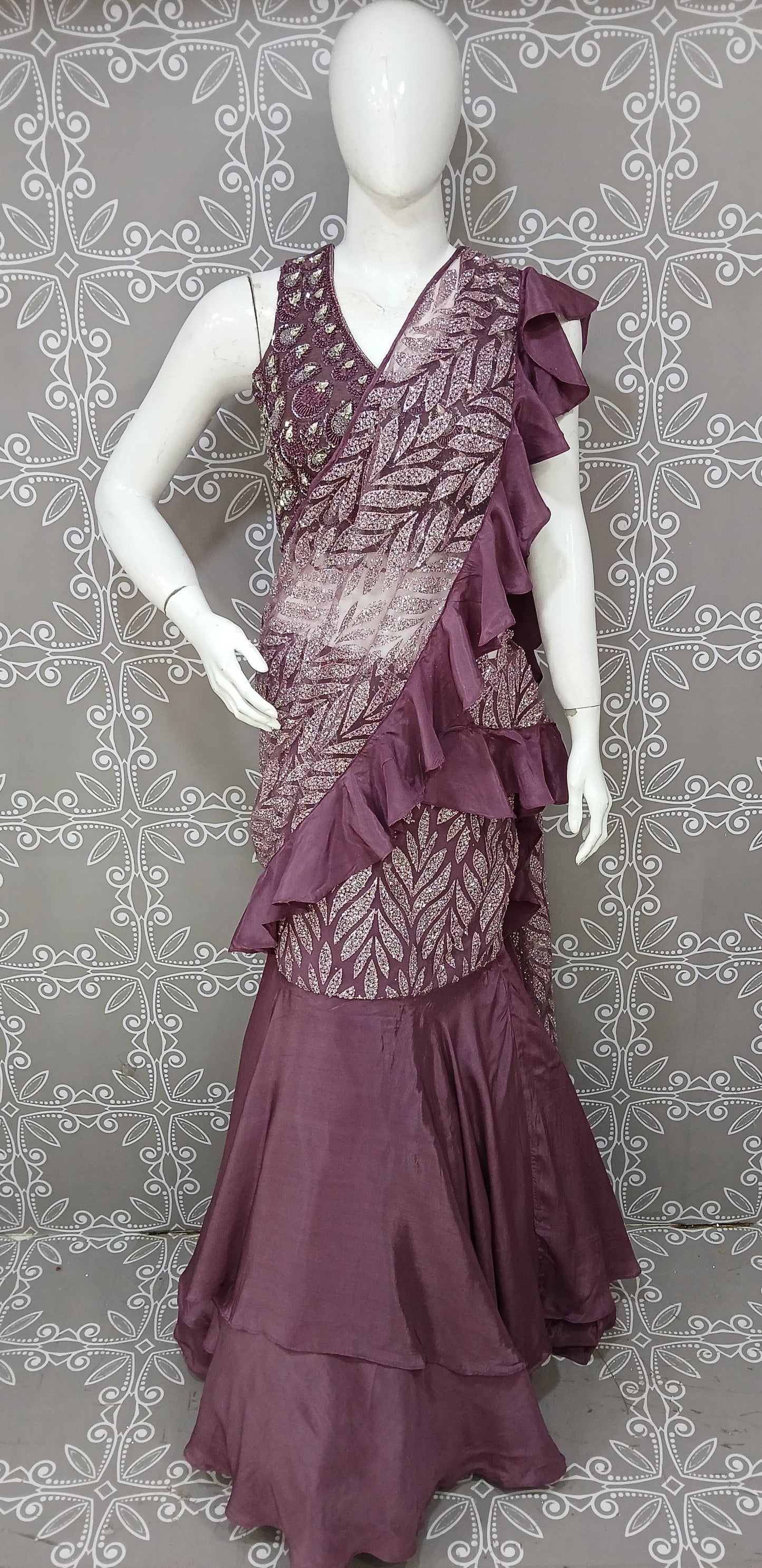 Mauve Concept Lehnga Saree