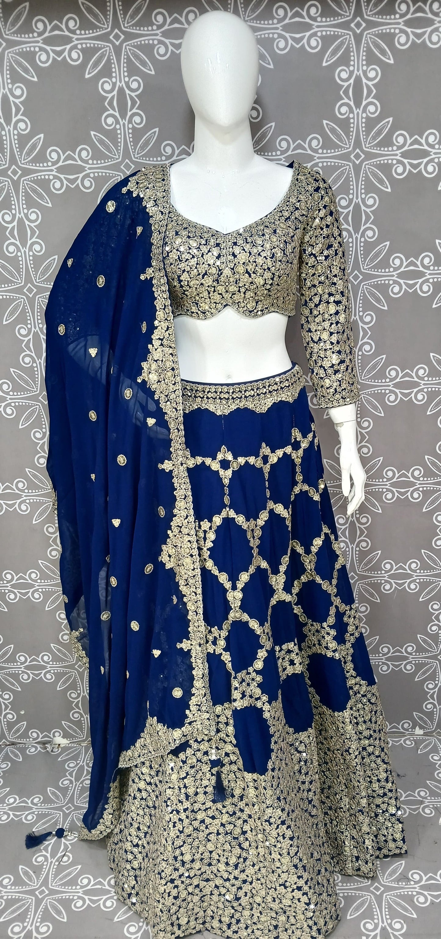 Blue and Gold Lehnga