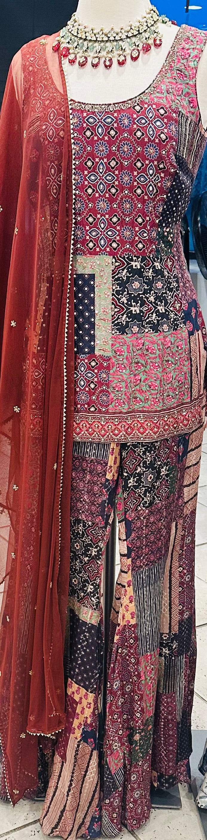 Patch-work kurta set with dupatta