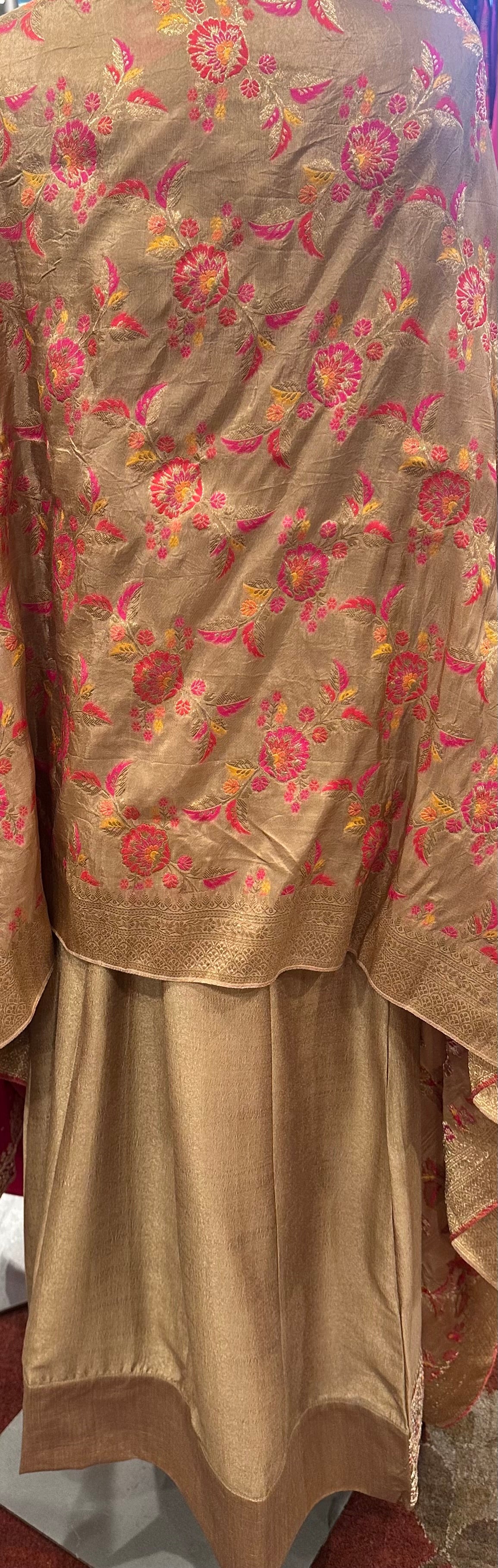 Silk Anarkali with Printed Silk Dupatta