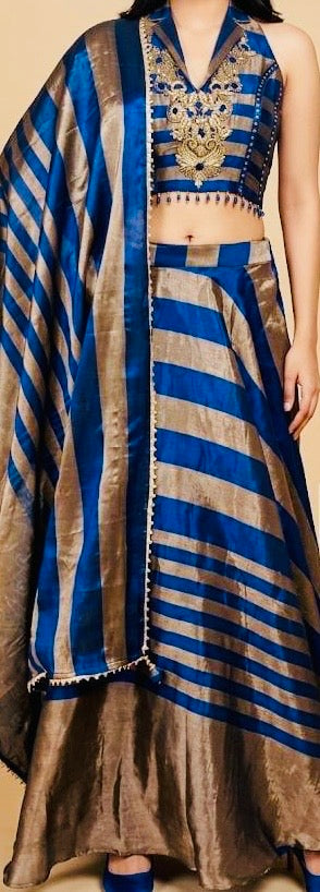 Blue and Gold Lehnga
