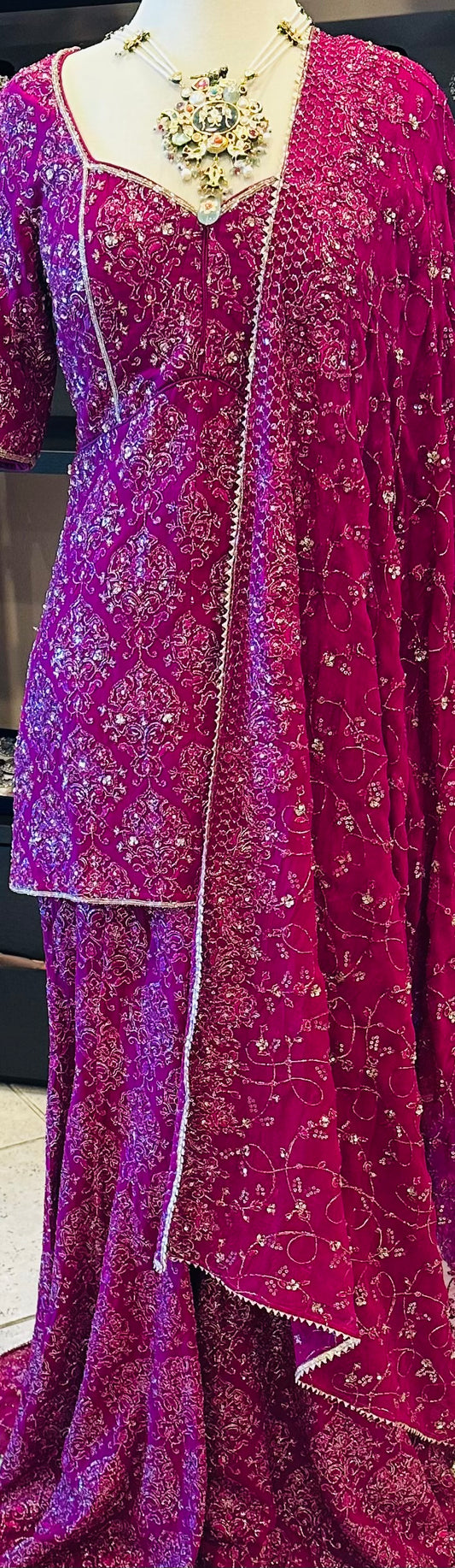Fushia Sharara Suit