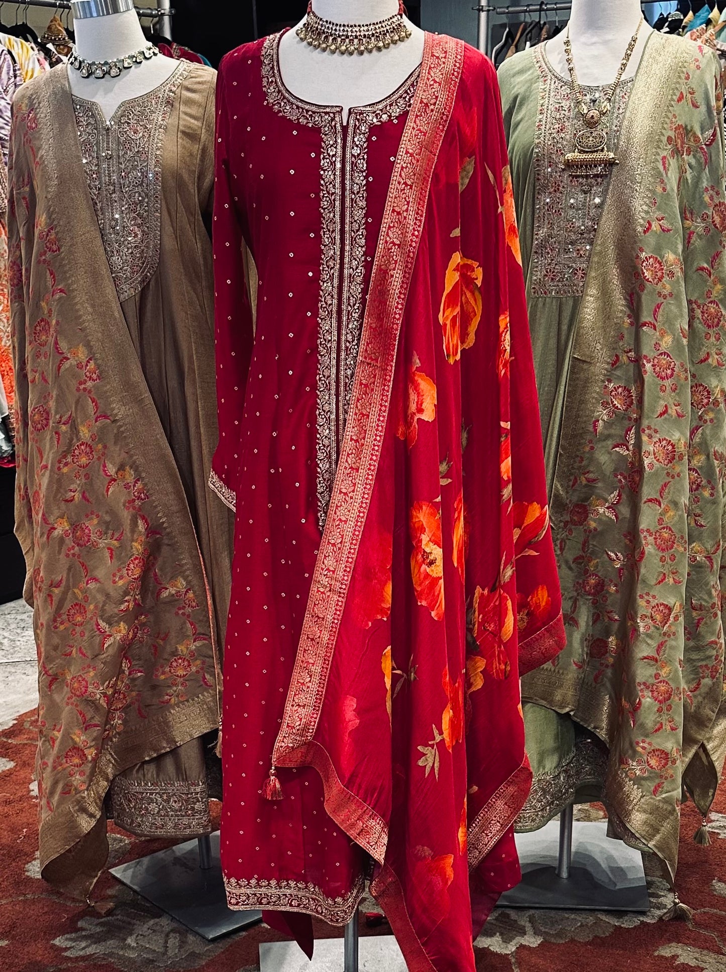 Silk Anarkali with Printed Silk Dupatta