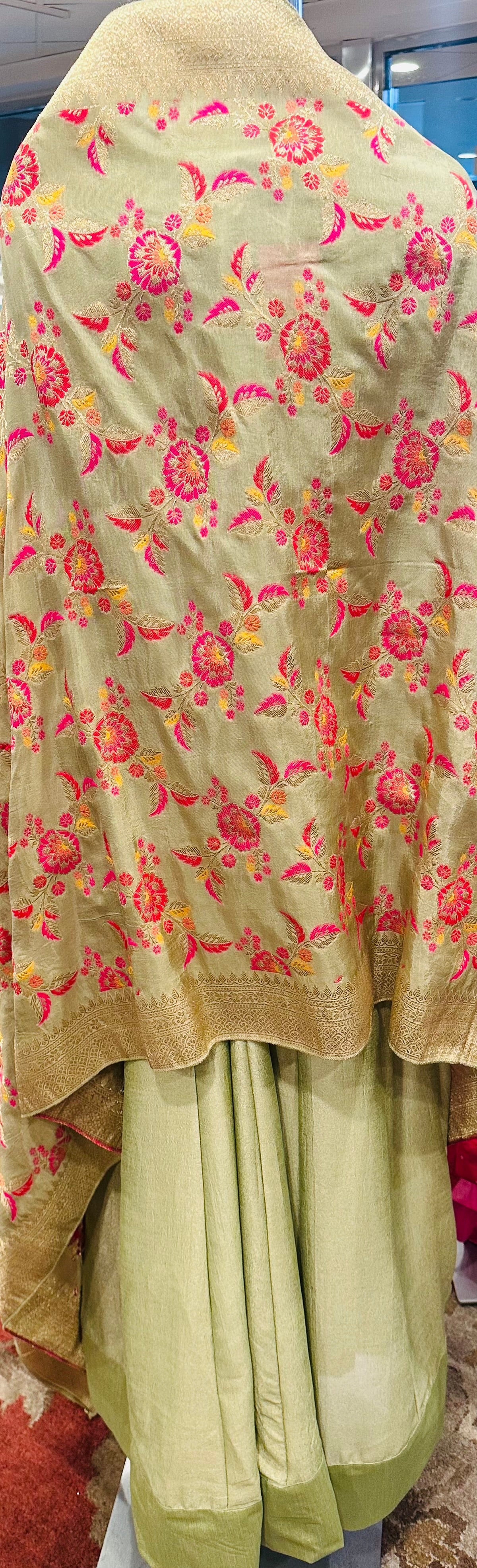 Silk Anarkali with Printed Silk Dupatta