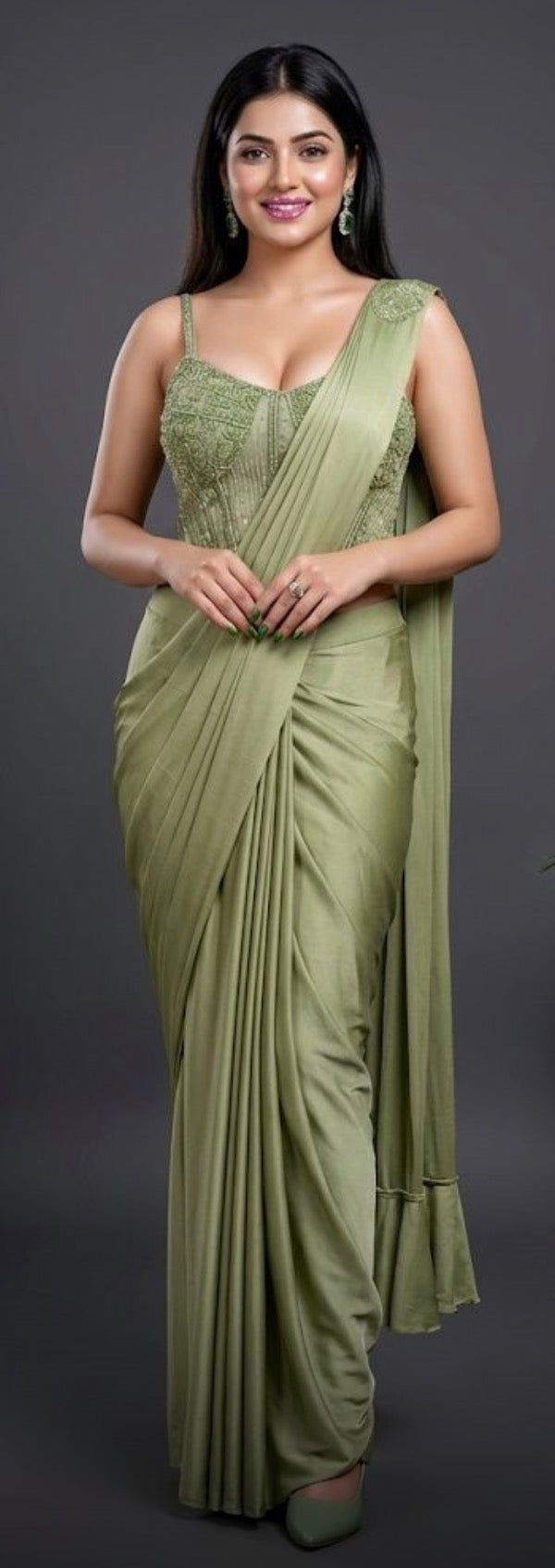 Mint Green Pre-Stitched Saree