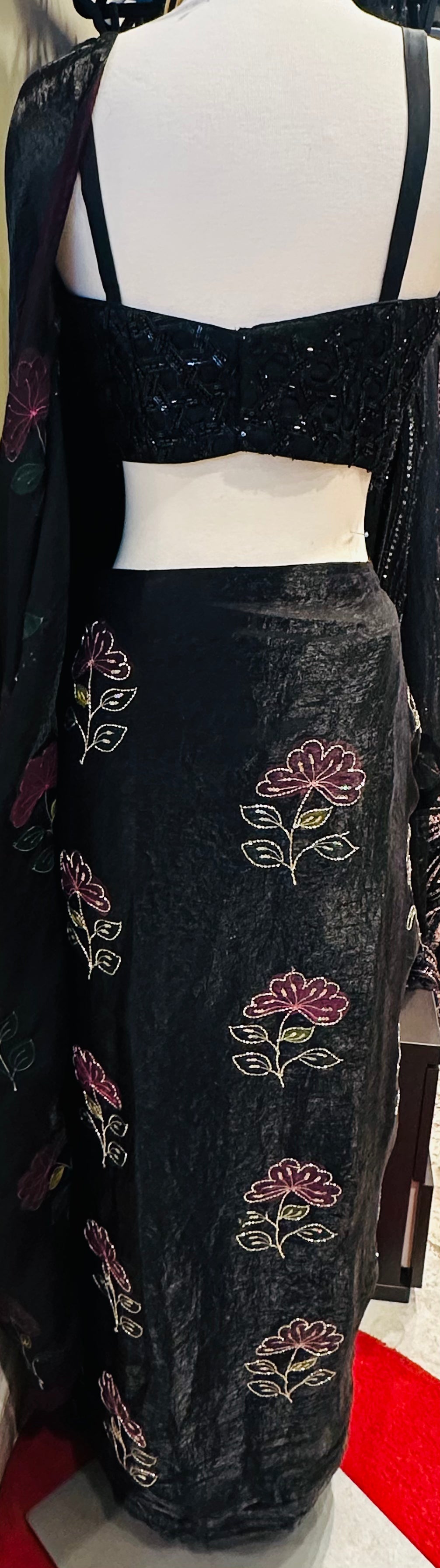 Black Floral Saree