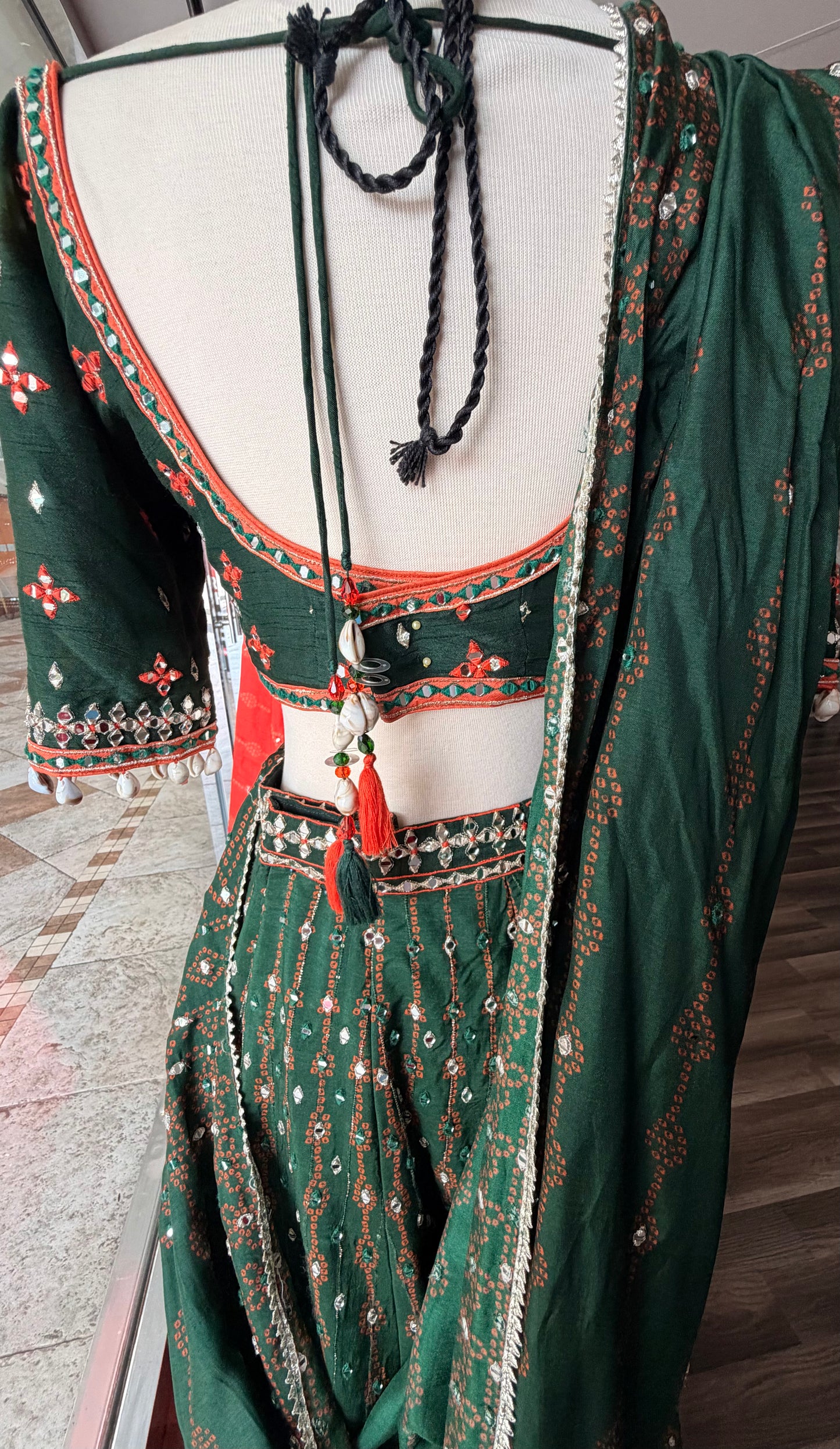 Green Bandhini Lehnga