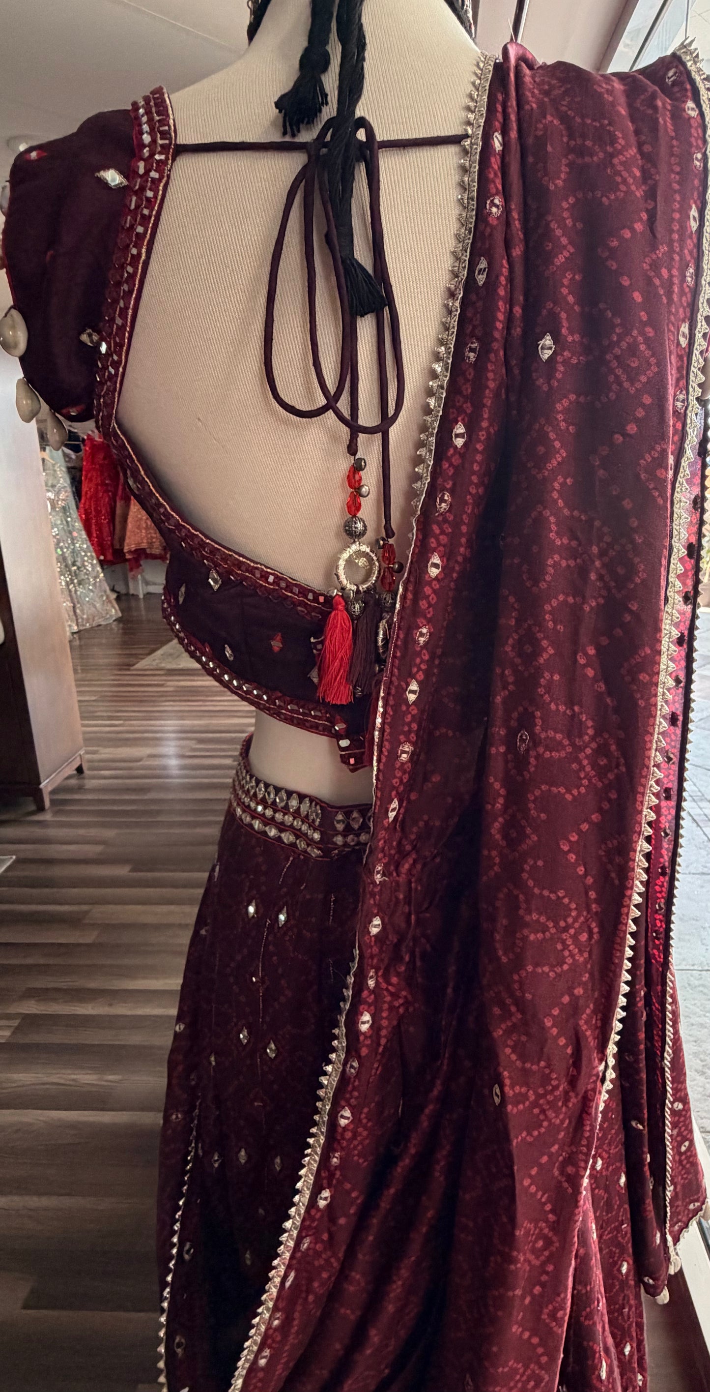 Burgundy Bandhini Lehnga