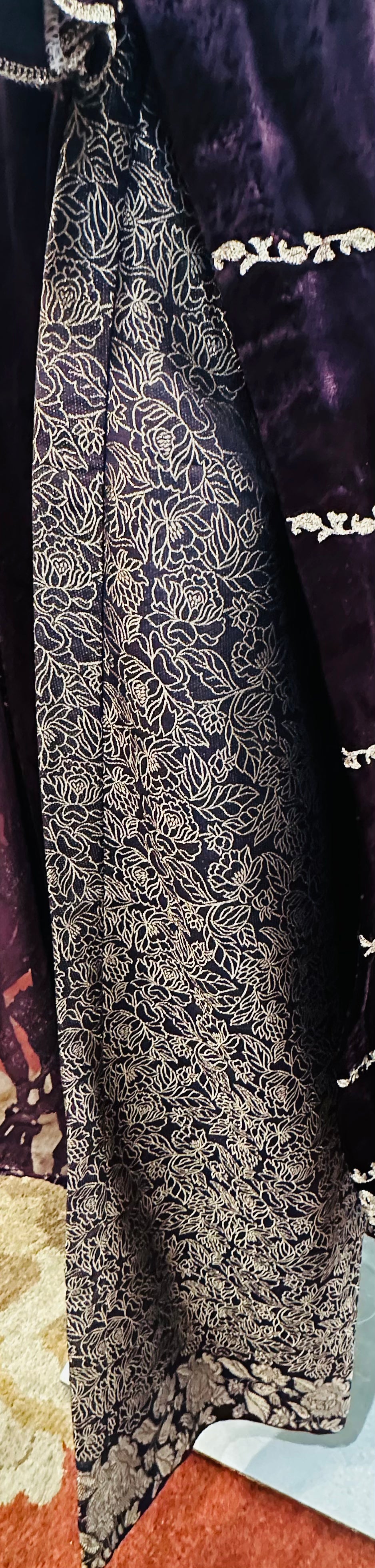 Wine Velvet Kurta Set with Printed Dupatta