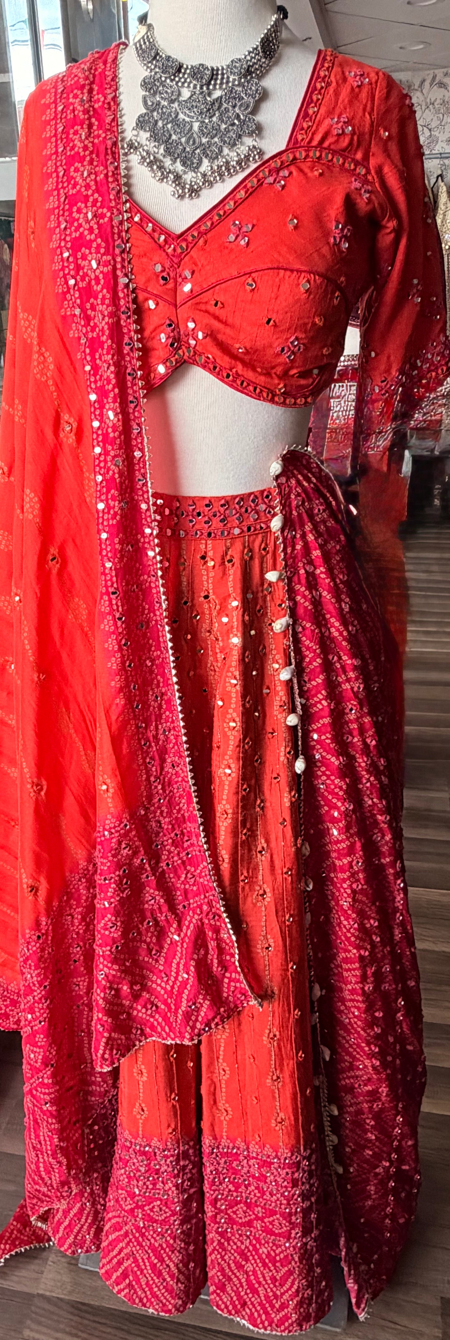 Orange Bandhini Lehnga