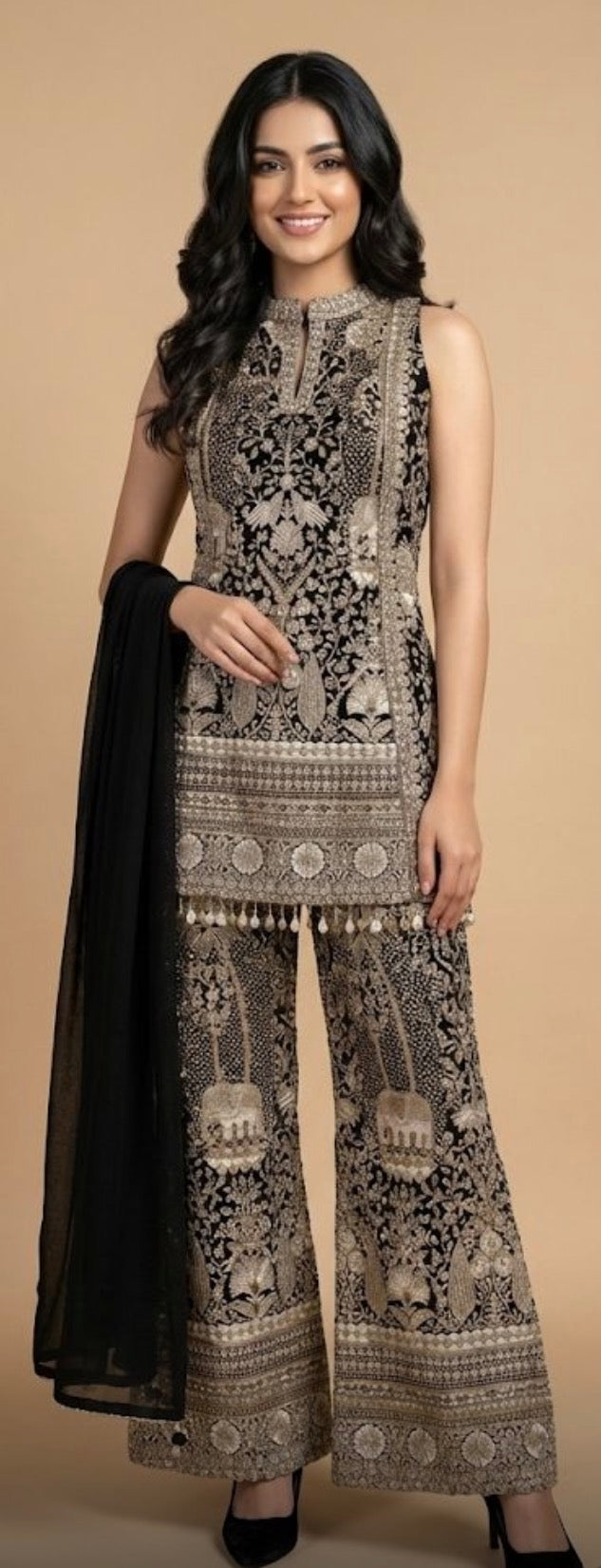 Black and Beige Suit