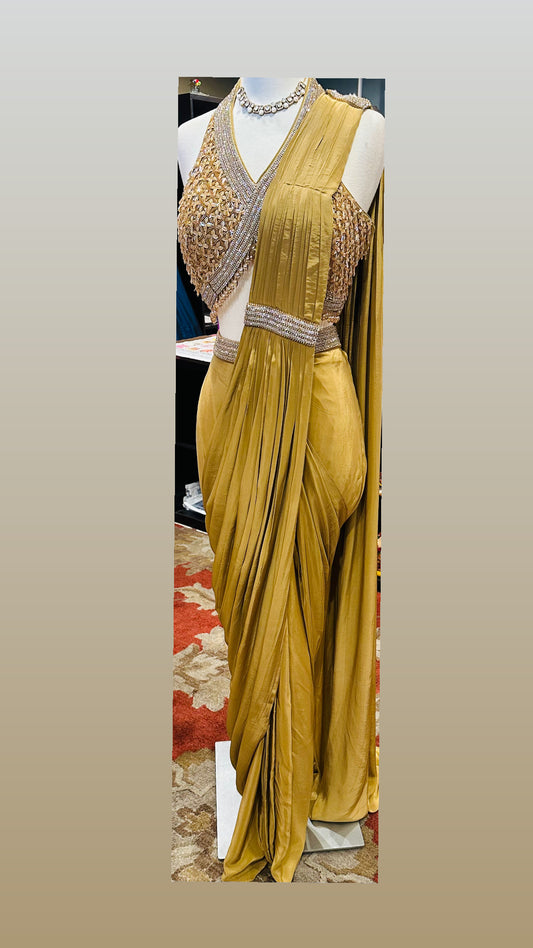 Gold Pre-Stitched Saree